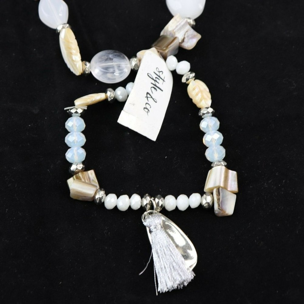 Style & Co, 2-Pc. Set Stone & Tassel Beaded Stretch Bracelets - Picture 4 of 7